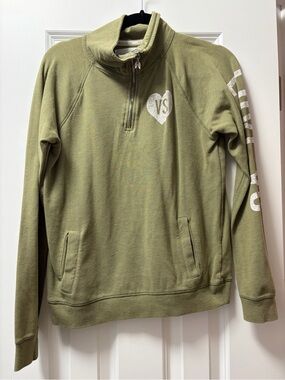 Victoria's Secret Olive Green Quarter-Zip Fleece Pullover